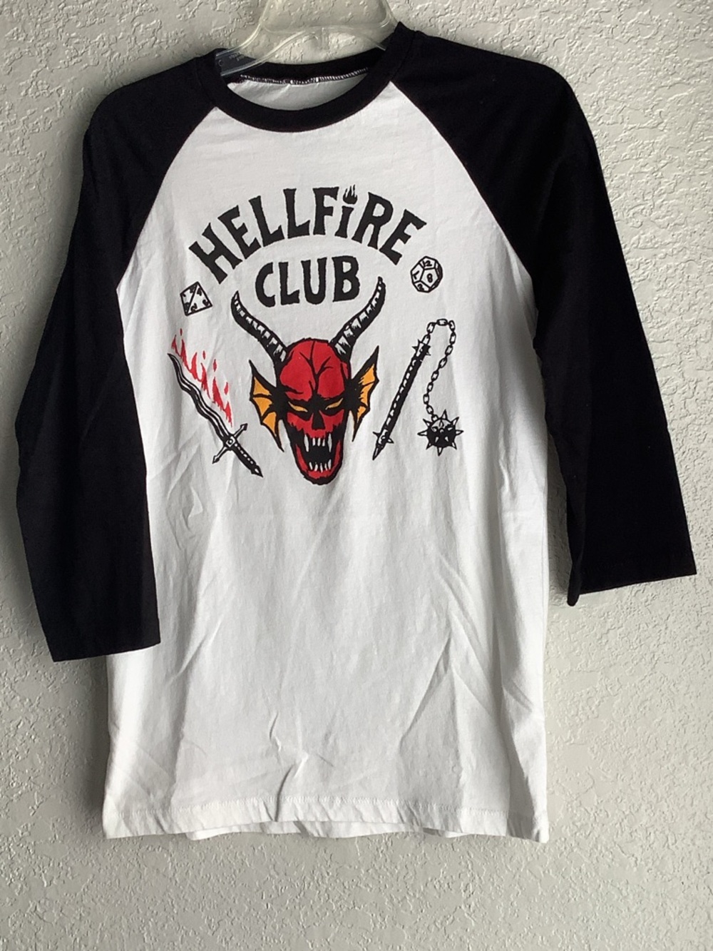 Hellfire Club Raglan Long Sleeve Tee - White & Black